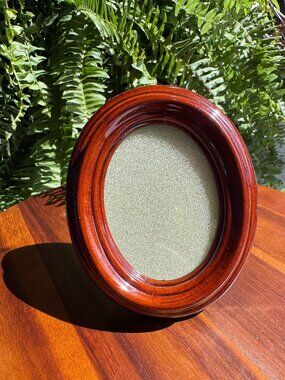 Vintage Burnes of Boston Oval Wood Picture Frame, Small Mahogany Finish Frame